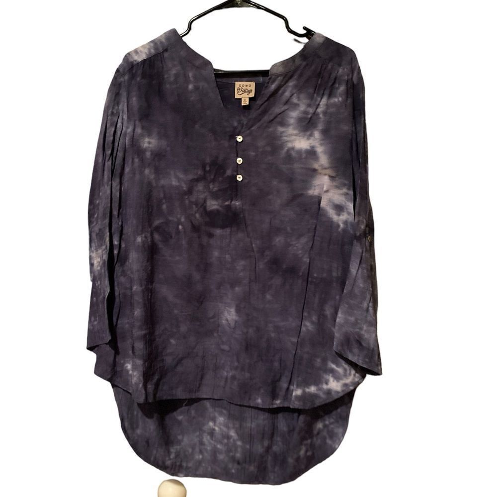 Como Vintage Blue Tie Dye Long Sleeve Top Size XL